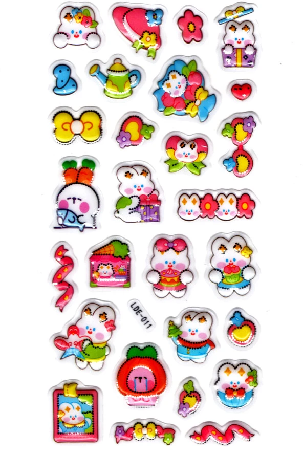 Sticker Kabartmalı Stiker Defter Planlayıcı Etiket (Lde011)-19x9cm - Tavşan Parti Kawaii ürün görseli 1