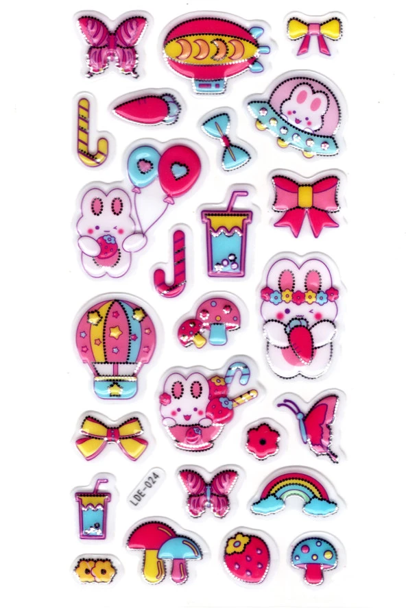 Sticker Kabartmalı Stiker Defter Planlayıcı Etiket (Lde024)-19x9cm - Tavşan Balon ürün görseli 1