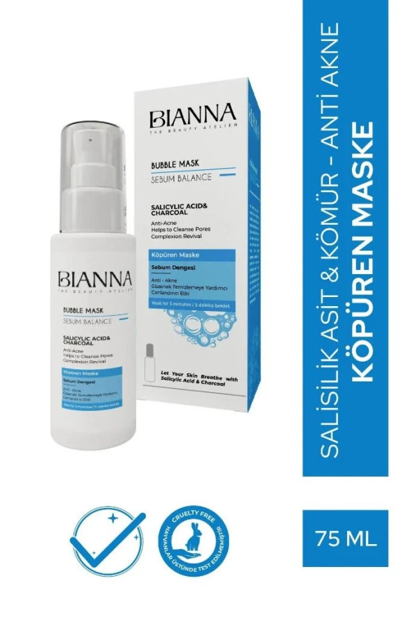 Bianna Bubble Mask Salisilik Asit & Kömür Anti Akne Köpüren Yüz Maskesi 75 ml ürün görseli 1
