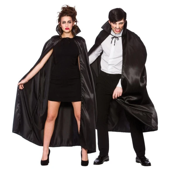 Siyah Renk Yakalı Halloween Pelerini 120 cm ürün görseli 1