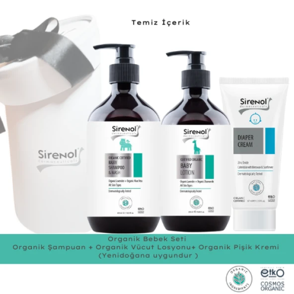 Sirenol Organik Bebek Şampuanı, Losyonu ve Organik Pişik Kremi Set 400 mL / 250 mL / 87 mL ürün görseli 1