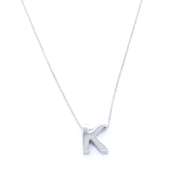 316L Çelik K Harf Kolye 55 cm KLY-548 ürün görseli 1
