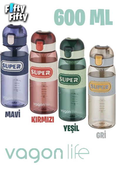 Vagonlife 600 ML Rahat İçim (Pipetsiz)  Kulplu Kaydırmaz Gövde Su Matarası -Süzgeçli-FFVGN2024600ML ürün görseli 1