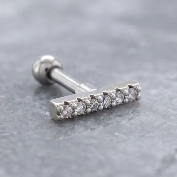 316L Çelik Zirkon Taşlı Piercing PRC-178 ürün görseli 1