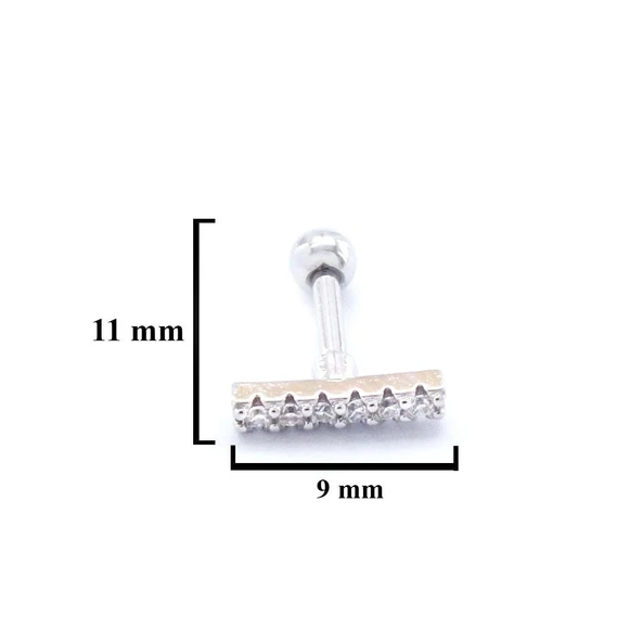 316L Çelik Zirkon Taşlı Piercing PRC-178 - Resim 5