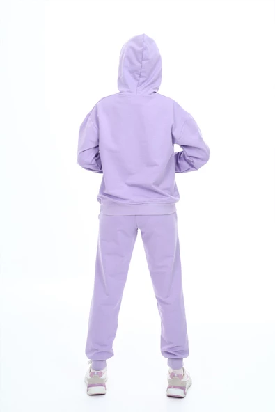 Kız Çocuk Lila Basic Kapüşonlu Takım 18902 - Resim 6