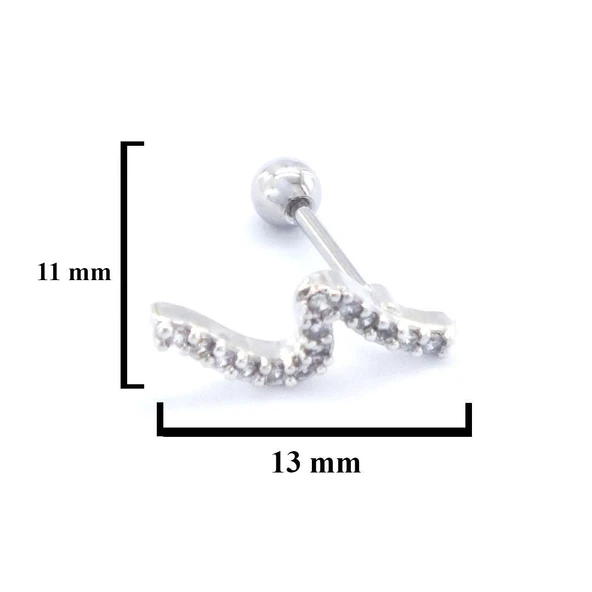 316L Çelik Zirkon Taşlı Piercing PRC-181 - Resim 5