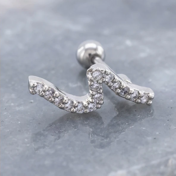 316L Çelik Zirkon Taşlı Piercing PRC-181 ürün görseli 1