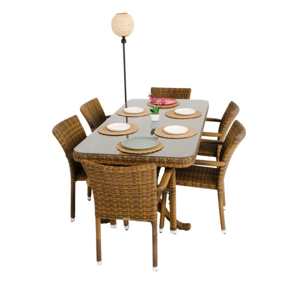 Peter 90x180 Rattan Bahçe Masa Takımı | Rehome ürün görseli 1