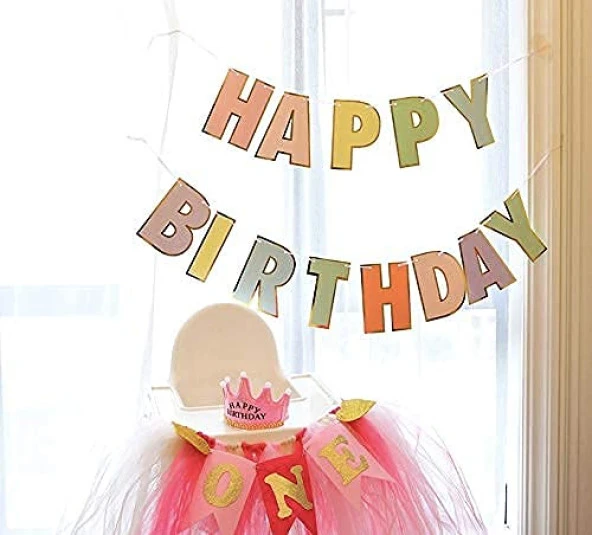 Happy Bırthday Gold Varak Baskılı Banner 200x17 cm ürün görseli 1