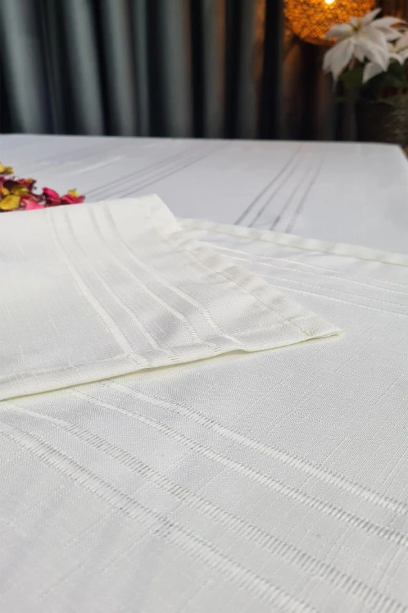 Corvver Dertsiz Masa Örtüsü 155x220 Krem - Resim 5