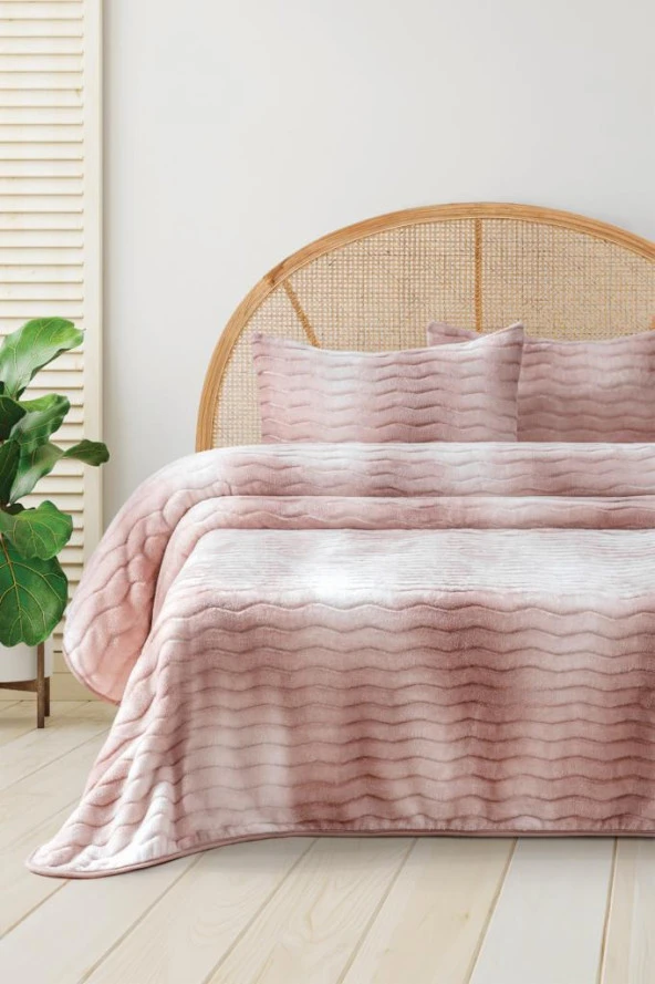 Dream Pelüş Çift Kişilik Yatak Örtüsü Pembe ürün görseli 1