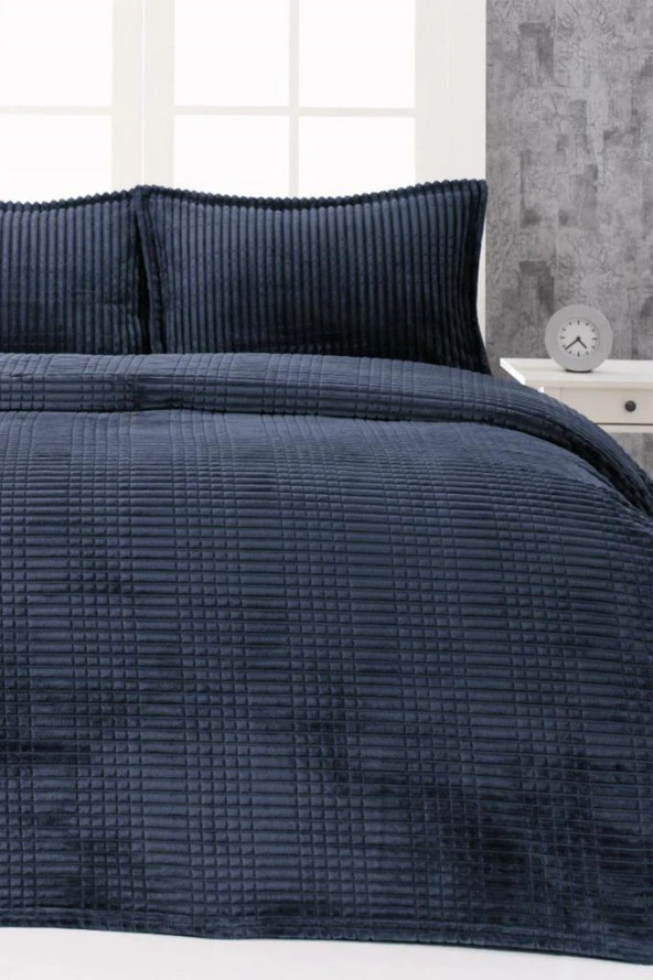 Merinos Modern Line Çift Kişilik Battaniye Seti Lacivert ürün görseli 1