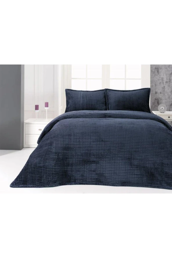 Merinos Modern Line Tek Kişilik Battaniye Seti Lacivert ürün görseli 1