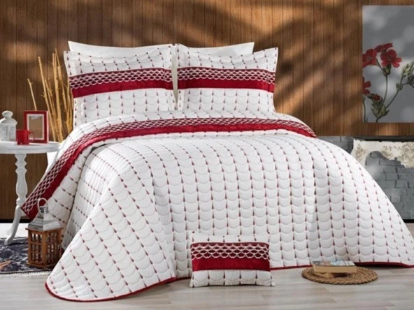 Colors Micro Çift Kişilik Yatak Örtüsü Krem Bordo ürün görseli 1