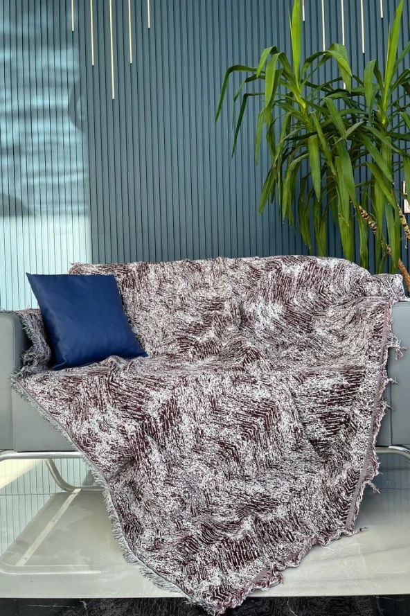 Saçaklı Lüks Koltuk Örtüsü 170x220 Cm Bordo ürün görseli 1