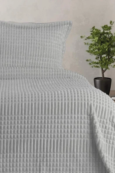 Merinos Modern Line Çift Kişilik Battaniye Seti Gri ürün görseli 1