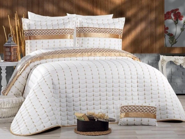 Colors Micro Çift Kişilik Yatak Örtüsü Krem Gold ürün görseli 1
