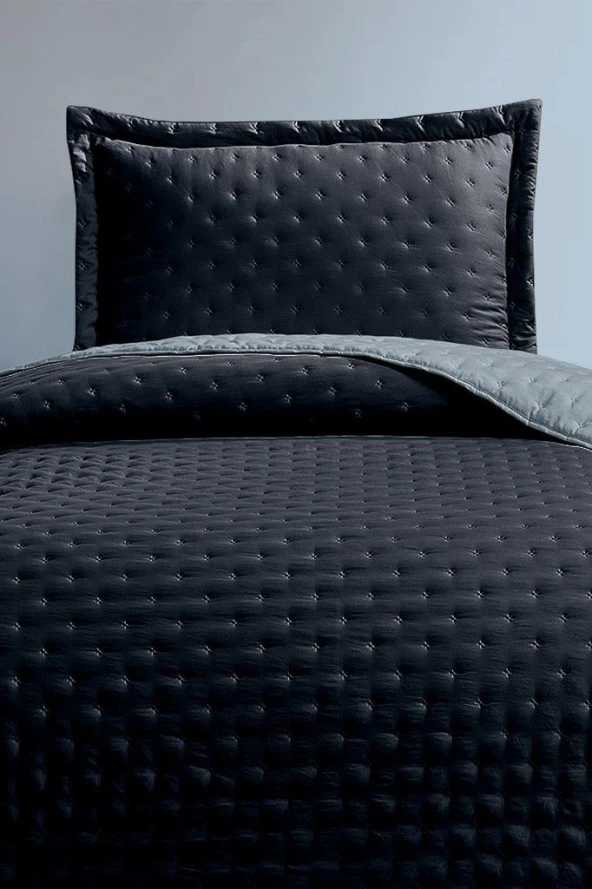 Washed Soft Çift Taraflı Tek Kişilik Yatak Örtüsü Lacivert ürün görseli 1