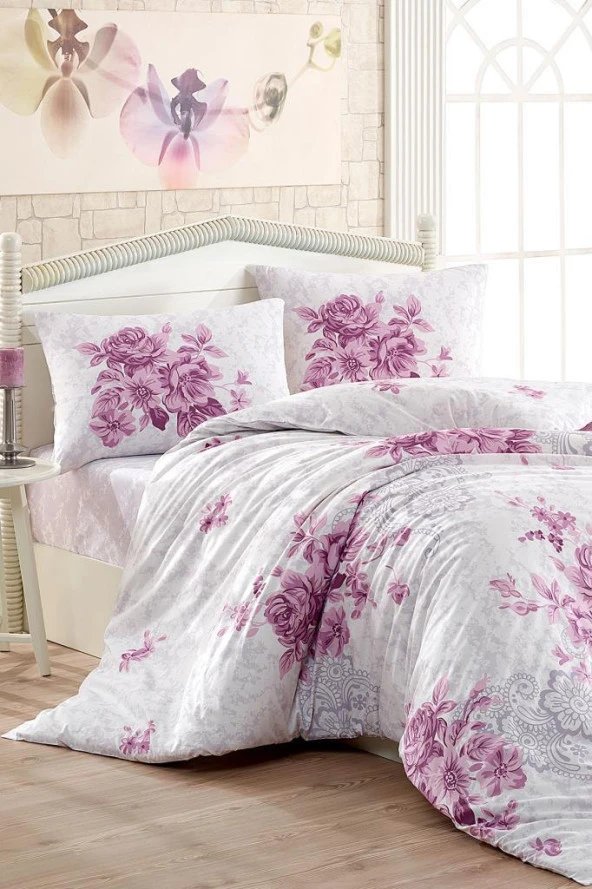 Taç Kristal Henna Light Collection Çift Kişilik Nevresim Takımı Mürdüm ürün görseli 1