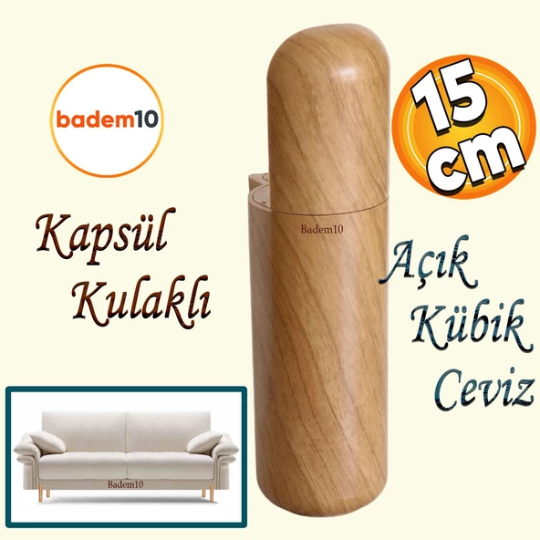 Kapsül Bohem Mobilya Kanepe Tv Ünitesi Koltuk Ayağı Baza Ayakları Ahşap Desenli Kahverengi 15 Cm ürün görseli 1