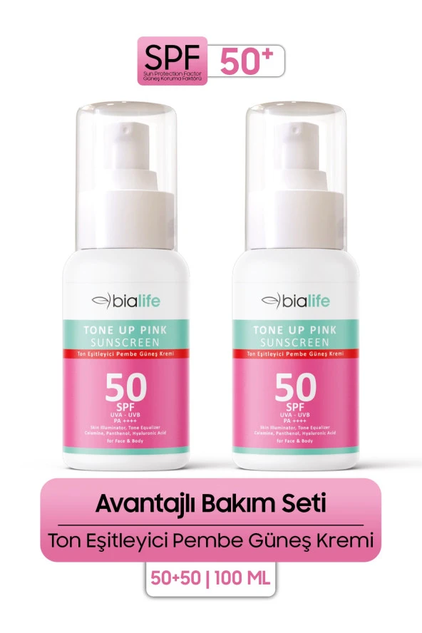 Ton Eşitleyici SPF-50 PEMBE Güneş Kremi 2'li SET - Bialife ürün görseli 1