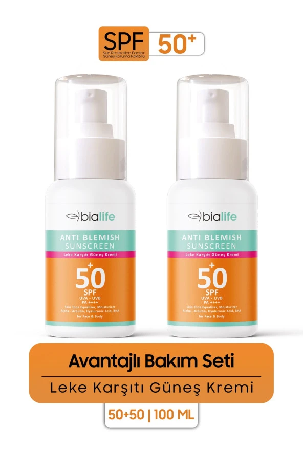Suya Dayanıklı Leke Karşıtı Güneş Kremi SPF 50+  2'li SET - Bialife ürün görseli 1