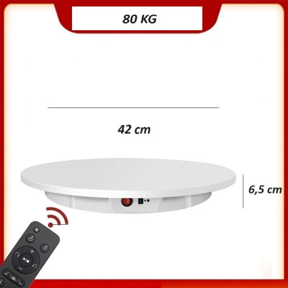 Ürün ve Stüdyo Katalog Çekimi için Kumandalı Şarjlı Dönen Stand 80 KG ürün görseli 1