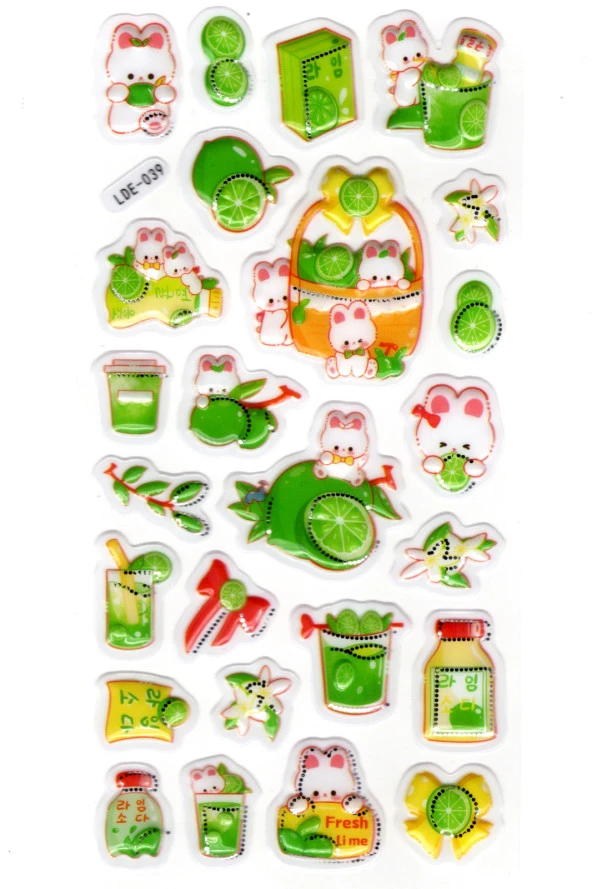 Sticker Kabartmalı Stiker Defter Planlayıcı Etiket (Lde039)-19x9cm - Tavşan ve Limon ürün görseli 1