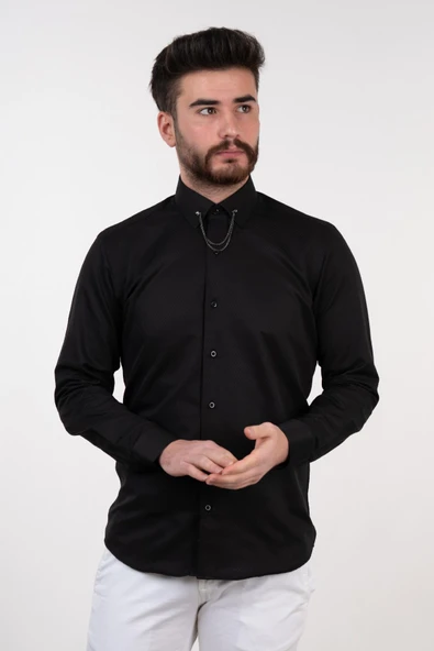 YAKA ZİNCİRLİ SLİMFİT GÖMLEK ürün görseli 1