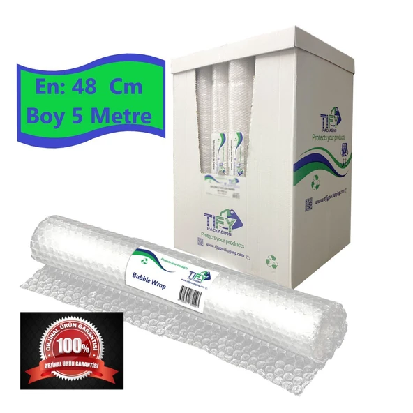 Tify Balonlu Naylon Patpat 48cm Genişlikte 500cm Uzunlukta Rulo Havalı Eşya Koruma Ambalaj Pat Pat ürün görseli 1