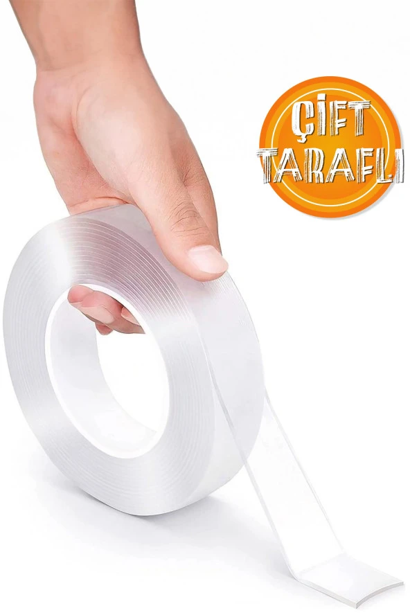 Çift Taraflı Yıkanabilir Süper Güçlü Nano Teknoloji Bant Şerit Led Tablo Priz Montaj Bandı 1 metre ürün görseli 1