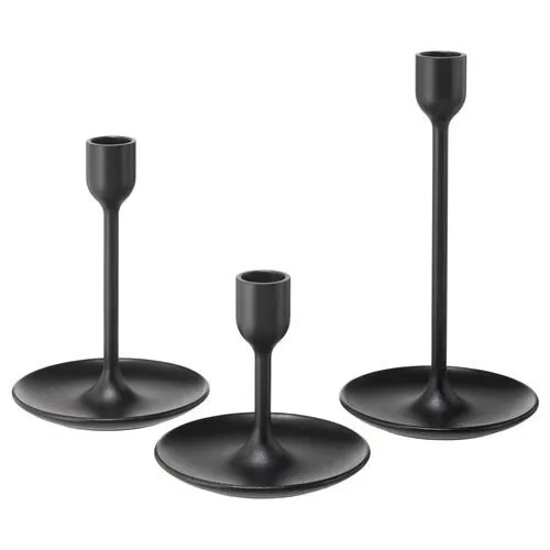 IKEA Fulltalıg Dekoratif Şamdan Mumluk 3 Adet Siyah ürün görseli 1