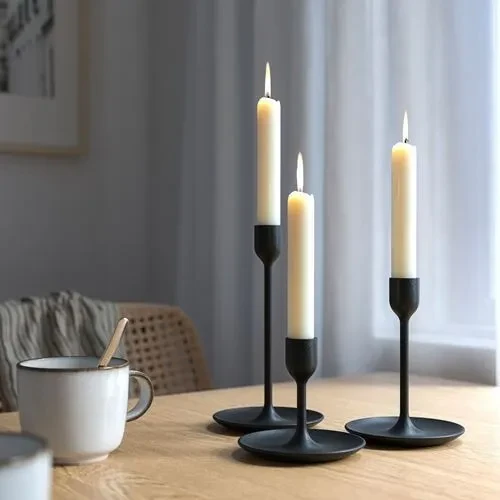 IKEA Fulltalıg Dekoratif Şamdan Mumluk 3 Adet Siyah - Resim 2