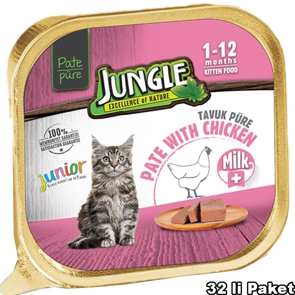 Jungle Yavru Kedi 100g Sütlü/Tavuk.Ezme/Pate Skt : 08/2028 ürün görseli 1