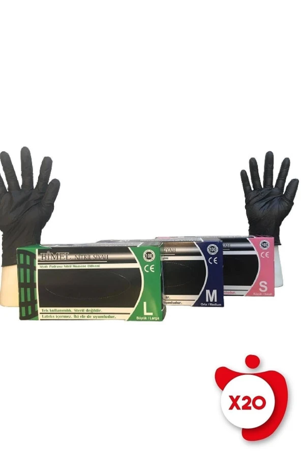 Siyah Nitril Eldiven S Beden 20 'li Paket ürün görseli 1