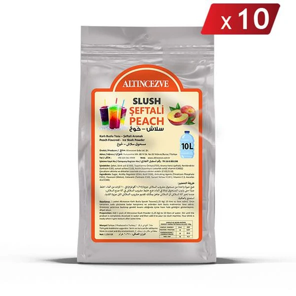 Altıncezve Ice Slush Karlı Buzlu Karlama Tozu | Şeftali 1.250 Gr - 10 L x 10 Adet ürün görseli 1
