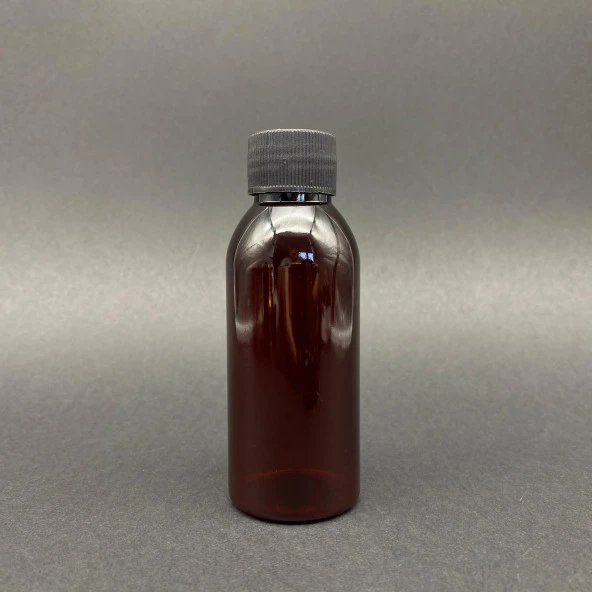 100 cc Amber Plastik Sert Şişe  - Siyah  Kapaklı- 100ml Kahverengi Plastik Şişe - x 10 Adet ürün görseli 1