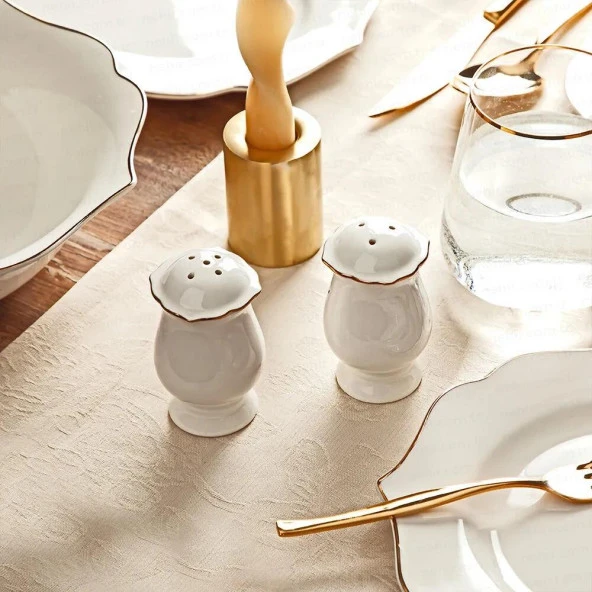Nehir Lotus Gold 30 Parça Bone Porselen Yemek Takımı ürün görseli 1
