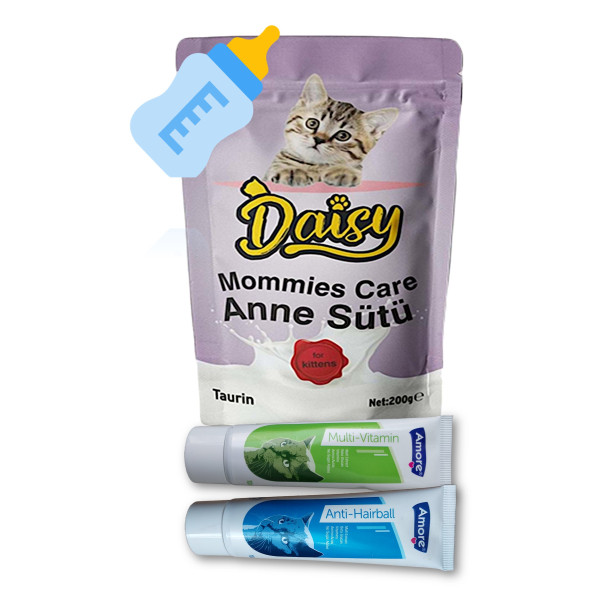 Kedi Tüy Yumağı Engelleyici 100ml, Multivitamin Malt-Paste 100ml, Yavru Kedi Süt Tozu 200gr Daisy ürün görseli 1