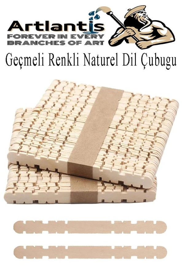 Naturel Geçmeli Dil Çubuğu Dar 100 lü Çentikli Tırtıklı Geçirmeli Eklemeli Naturel Dondurma Çubuğu Kesik Uçlu Ahşap Çubuk ürün görseli 1