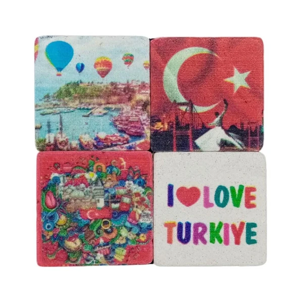 Türkiye Temalı Dörtlü Taş Magnet ürün görseli 1