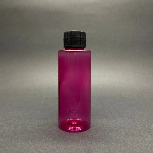 100 cc Pembe Silindir (17gr) Sert Pet Şişe  - Siyah Contalı Kapaklı- Ağız Çapı 24mm x 10 Adet ürün görseli 1