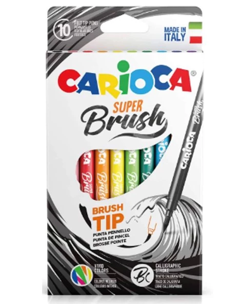 Carioca Süper Brush Fırça Uçlu Keçeli Kalem 10 Renk ürün görseli 1