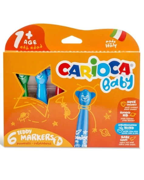 Carioca Süper Jumbo Yıkanabilir Teddy Keçeli Kalem 6 Renk ürün görseli 1