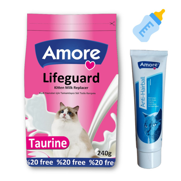 LifeGuard 240gr Yavru Kedi Süt Tozu, Anti-Hairball Kedi Tüy Yumağı Önleyici 100ml Malt-Pasta, Biberon ürün görseli 1