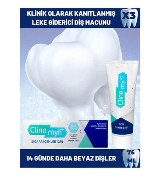 Clinomyn Smokers Sigara Içenler Için Diş Beyazlatan Leke Giderici Diş Macunu 75 Ml 3'Lü Set ürün görseli 1