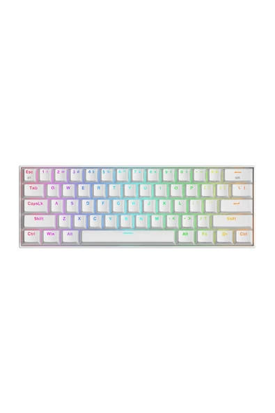 K530 PRO Draconic Türkçe Q 60% Kompakt Kablosuz - Bluetooth 2.4G Brown Switch Mekanik Beyaz Klavye ürün görseli 1