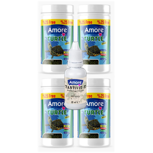 Amore Turtle Green Calcium Sticks 4x125 Ml Su Kaplumbağası Yemi Ve Vitamin Seti ürün görseli 1
