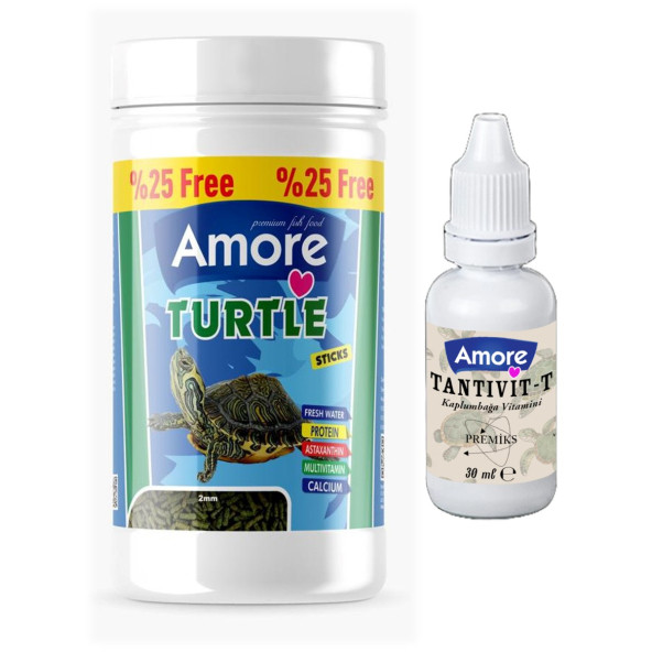 Amore Turtle Green Calcium Sticks 125 Ml 50 Gr Su Kaplumbağası Yemi Vitamin Seti ürün görseli 1